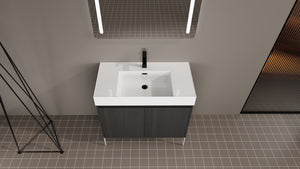 English Elm 36" Freestanding Bathroom Vanity with Durable Resin Sink and Soft-Close Cabinet Doors, Modern Storage Solution for Small Baths W1972S00014