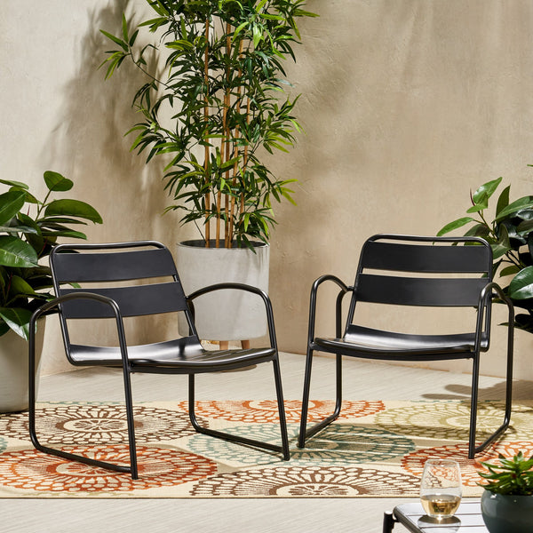 English Elm Christopher Knight Home® - CONRAD Chair with Sleek Iron Frame, Comfortable Curved Seat, Durable Outdoor/Indoor Accent Seating Matte Black 65197.00BLK