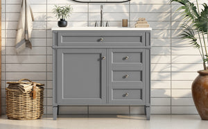 English Elm 36'' Modern Bathroom Vanity With Durable Sink, 2 Drawers & Tip-Out Tray For Stylish Storage Solutions N710S136004E