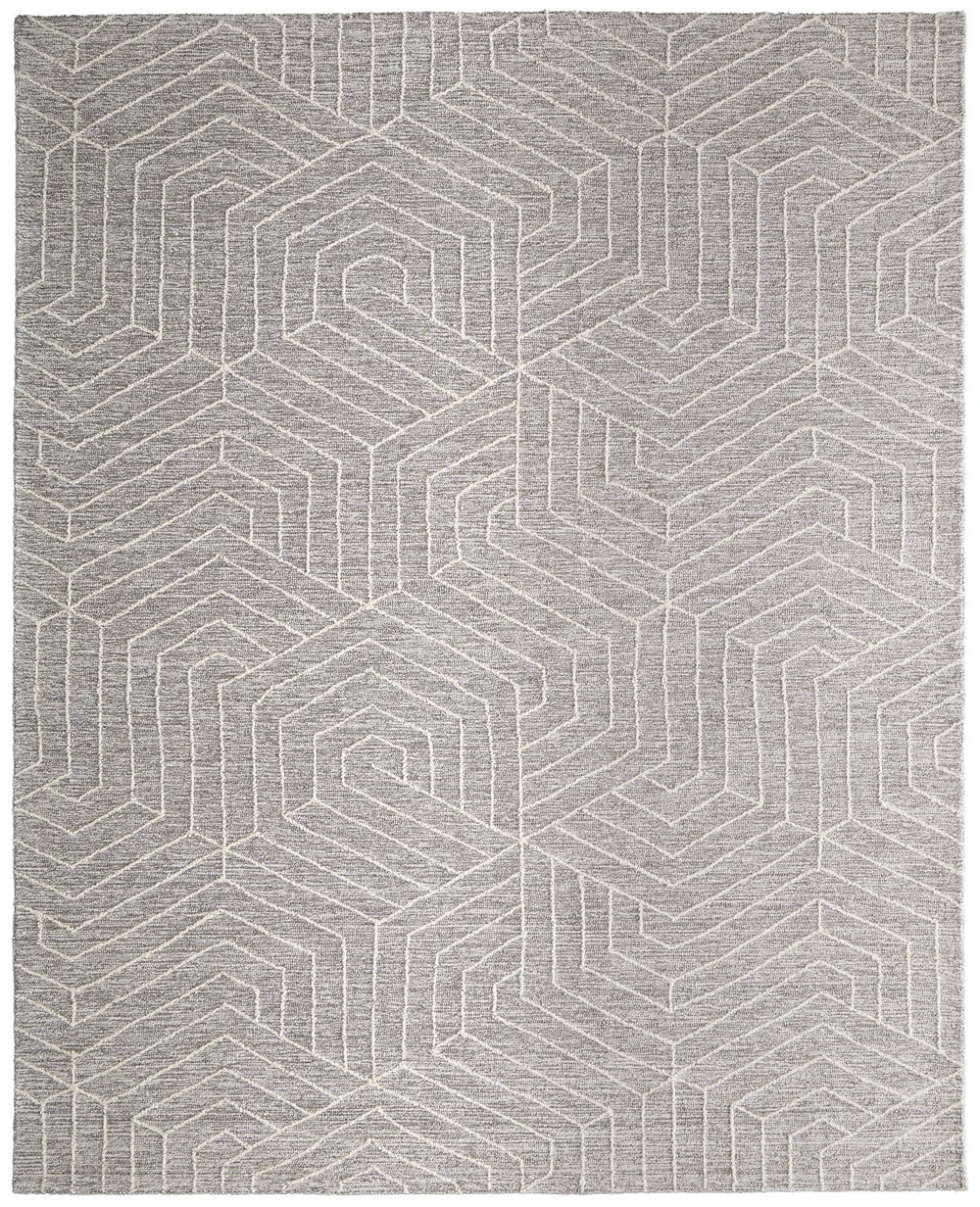 Feizy Rugs Emerson Handcrafted Wool Geometric Rug - Contemporary Abstract Design For Modern Home Décor Gray,Ivory Wool T32t8015gryivyc50