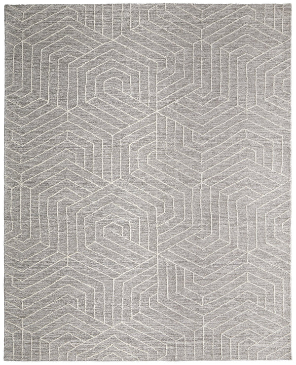 Feizy Rugs Emerson Handcrafted Wool Geometric Rug - Contemporary Abstract Design For Modern Home Décor Gray,Ivory Wool T32t8015gryivyc50
