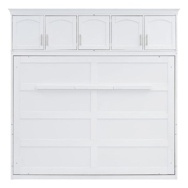 English Elm Full Size Murphy Wall Bed with Top Cabinet Storage for Studio or Guest Room LP006664AAK-1