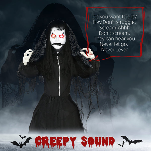 English Elm Homcom 67" Life-Size Animated Ghost Bride With Creepy Sounds, Red Eyes, And Touch Activation For Halloween Fun! W2225P229495