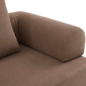 English Elm UNITED modular foldable sofa with metal frame, corduroy upholstery, side pocket & quick assembly convenience Brown W1568P375636