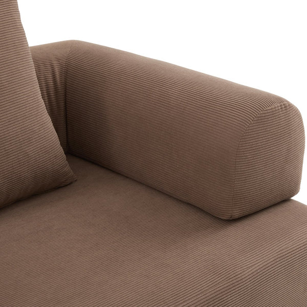 English Elm UNITED modular foldable sofa with metal frame, corduroy upholstery, side pocket & quick assembly convenience Brown W1568P375636