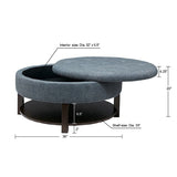 Madison Park Miller Traditional Round Storage Ottoman MP101-0225 Denim/Brown