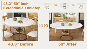 English Elm 43 Inch Foldable Mdf Dining Set with Pu Cushioned Solid Wood Chairs Space Saving White W2700S00139