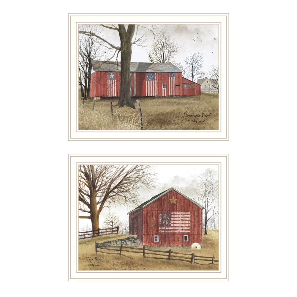 English Elm Trendy Decor 4u Billy Jacobs Rural Barn Two Piece Wood Framed Wall Art Set B067P254080