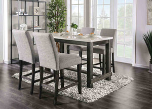 English Elm Rustic 2-Piece Counter Height Chair Set With Padded Fabric Seats, Light Gray Finish For Dining Spaces B2741P409552-GIGA