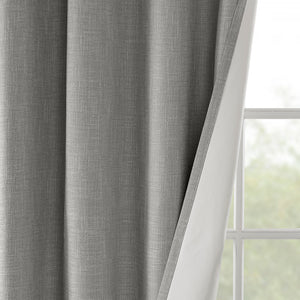 JLA Home SunSmart - Printed Heathered Blackout Grommet Top Curtain Panel — Energy-Saving Textured Slub Fabric, Noise-Blocking Privacy Grey SS40-0028