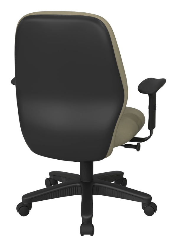 OSP Home Furnishings Mid Back Executive Office Chair Synchro Tilt Lumbar Support Ergonomic Padded Arms Sage 3121-R106