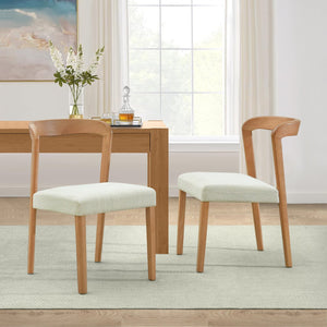 English Elm Christopher Knight Home® - Solid Rubber Wood Dining Chairs Set Of 2 - Natural Oak & Beige Upholstery For Modern Comfort N771P292085Q