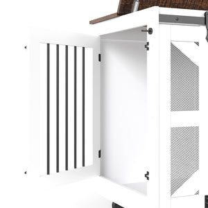 English Elm 47.2" Double Dog Crate Farmhouse Console with Rolling Casters and Barn Doors W2557P330269