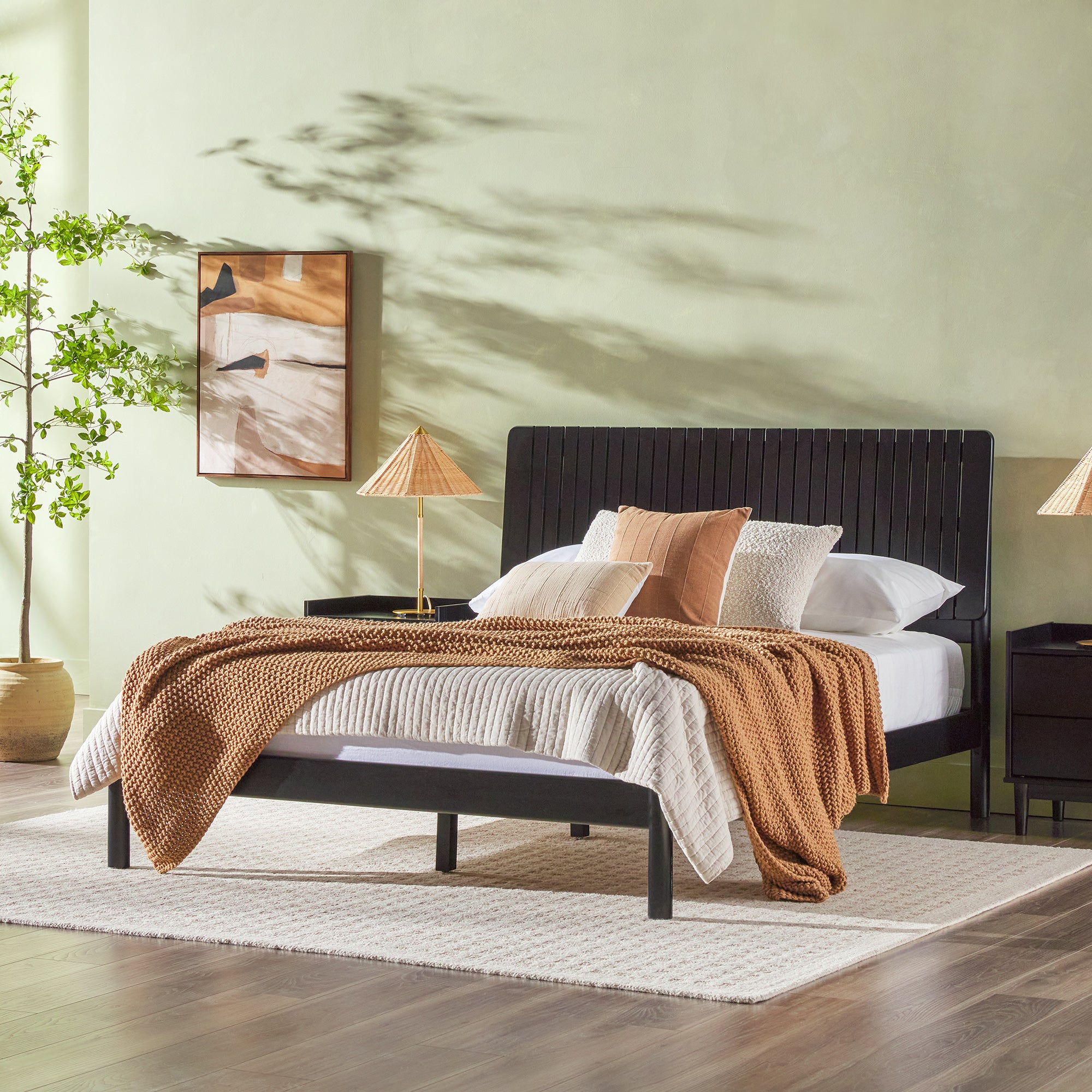 Walker Edison Slatted Headboard Bed - Thumbnail 3