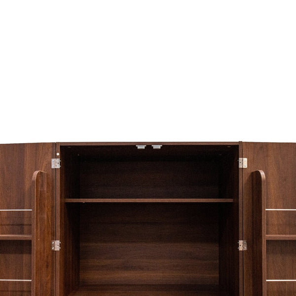 English Elm Kitchen Farmhouse Pantry Cabinet Tall Freestanding Three Door Pull Out Organizer W331S00211