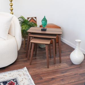 English Elm Ashcroft Furniture - Ronald  Mdf Nesting Accent Tables In Walnut (Set Of 3)