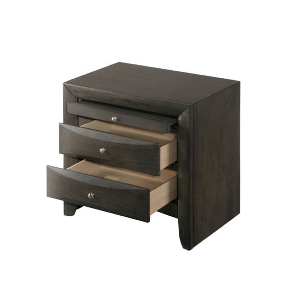 English Elm Wooden Nightstand With 2 Drawers & Pull-Out Tray, Elegant Gray Oak For Modern Bedroom Storage B016P253013-GIGA