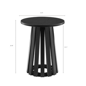 English Elm Layla Round End Table with Slatted Conical Base, Wood Grain Finish, Compact Surface for Decor Black B365P398080