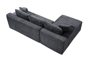 English Elm 94.5" Jumbo Corduroy Cloud Sectional Deep Seat L-shape Sofa for Living Room Lounging W5515P479903