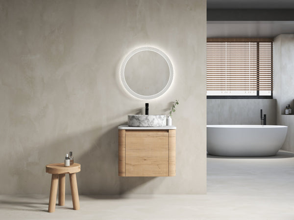 English Elm 24'' Wall-Mounted Bathroom Vanity With Ceramic Vessel Sink, Soft-Close Door & Stylish Design W999S00395