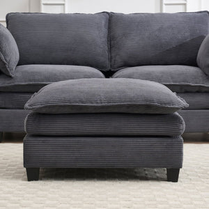 English Elm Oversized Modular Velvet U-Shaped Sofa - Luxurious 4-Seat Couch With 2 Ottomans & Pillows W2705S00024-GIGA