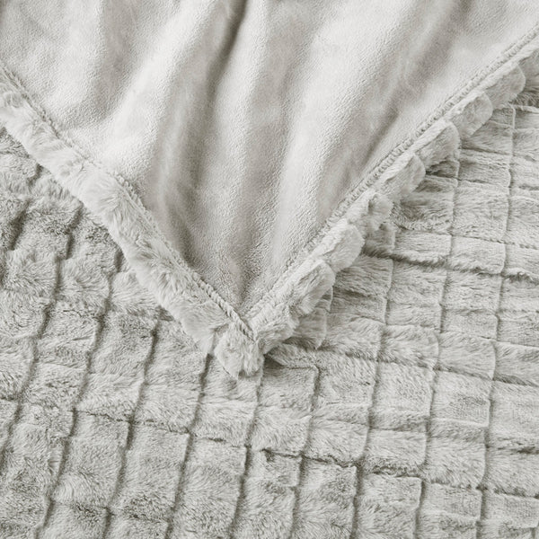 English Elm 1 Pcs Oversized Heated Faux Fur Throw Blanket - Luxurious Grey Serengeti Texture For Cozy Comfort B035P319579