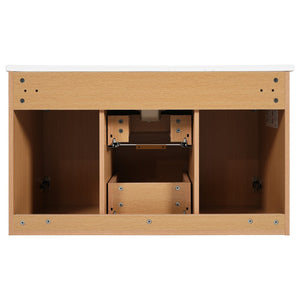English Elm [video]36 Inch Floating Bathroom Vanity with Ceramic Sink Mdf Cabinet Soft Close N729P417256N