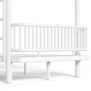 English Elm Queen Over Metal Bunk Bed Convertible Platform Frame with Safety Guardrails Light White W5305S00064