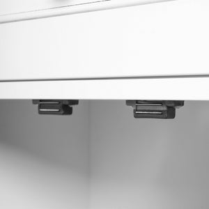 English Elm 67.2" Tall Bathroom Storage Cabinet with Tempered Glass Doors, Adjustable Shelves, Soft-Close Hinges and Anti-Tip Safety White N729P310006K