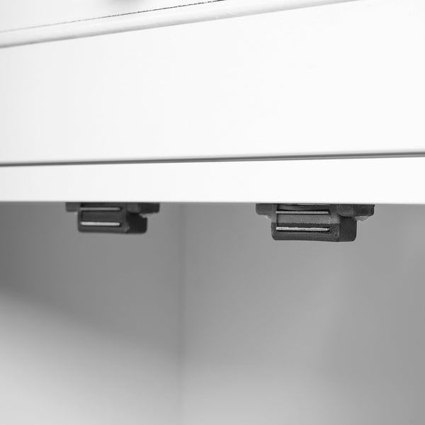 English Elm 67.2" Tall Bathroom Storage Cabinet with Tempered Glass Doors, Adjustable Shelves, Soft-Close Hinges and Anti-Tip Safety White N729P310006K