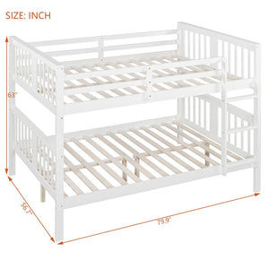 English Elm Full Over Bunk Bed Solid Pine Frame White Finish Converts to Two Beds LT000203AAK-1