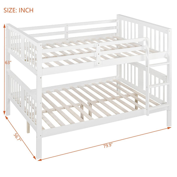 English Elm Full Over Bunk Bed Solid Pine Frame White Finish Converts to Two Beds LT000203AAK-1