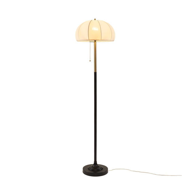 English Elm Textured Ribbed Ceramic Floor Lamp Fluted Fabric Dome Shade Warm Ambient Living Room B035P496602