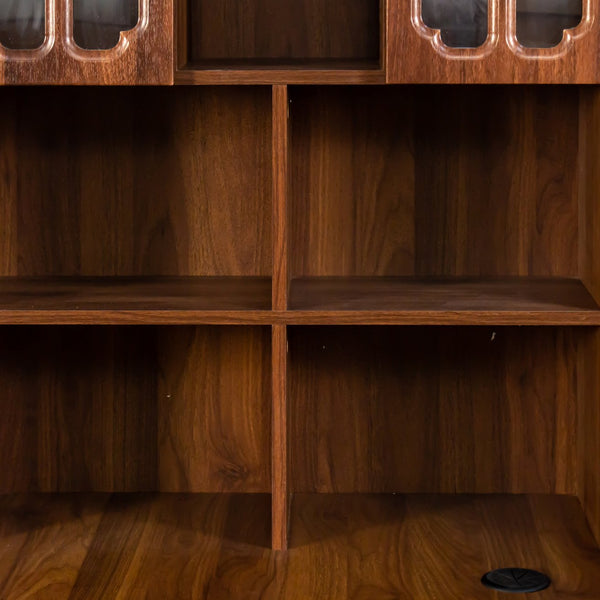 English Elm L-Shaped Corner Computer Desk with Hutch & Drawers, Space-Saving 2-in-1 Design and Ample Storage Walnut W331S00187