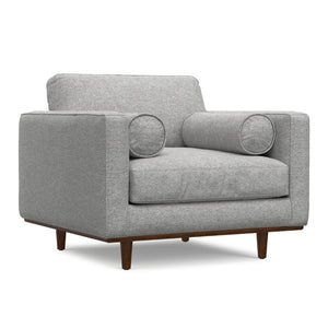 English Elm Morrison Sculptural Mid-century Armchair with Rubberwood Legs and Performance Fabric Gray B136P420741