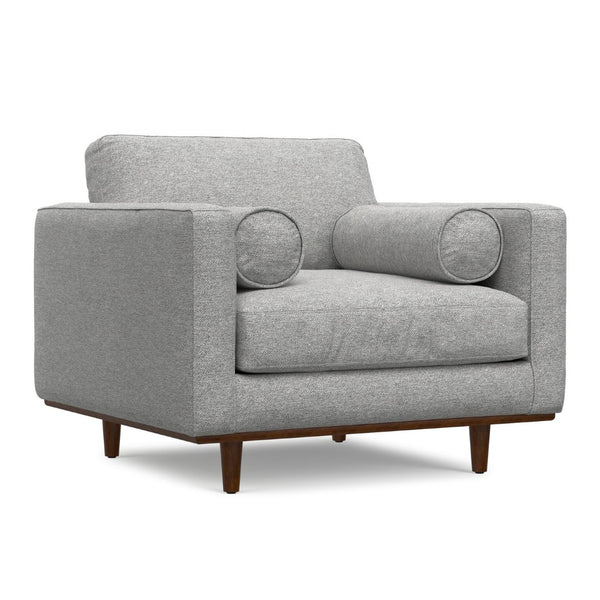 English Elm Morrison Sculptural Mid-century Armchair with Rubberwood Legs and Performance Fabric Gray B136P420741