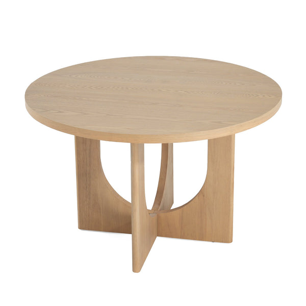 English Elm Christopher Knight Home® - 5PCS Mid-Century Modern Dining Set with Round Wood Table and Upholstered Fabric Chairs, Sleek Design Natural+Beige 58915.00LBE_N771P240935K