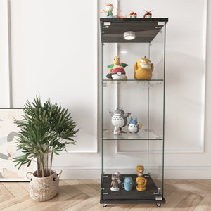English Elm Modern Glass Display Cabinet With Led Lighting – Sleek, Quick-Assembly Design For Living Rooms & More W241P242906