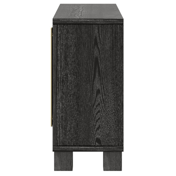 English Elm Trexm Ash Veneer Buffet with Gold Handles and Adjustable Shelves for Dining Spaces Black N715P392244B
