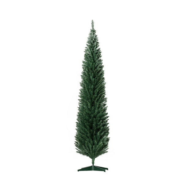 English Elm Homcom 8' Slim Pencil Christmas Tree With 618 Realistic Branch Tips – Perfect For Small Spaces! W2225P249664
