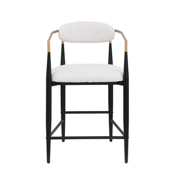 English Elm Christopher Knight Home® - Counter Stool Set Of 2 - Modern Minimalist Boucle Upholstered Stools With Elegant Iron Frame N771P249370B