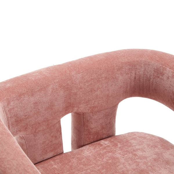 English Elm United We Win Chenille Barrel Accent Armchairs Set of Two for Living Room Dining Pink W1568P389270