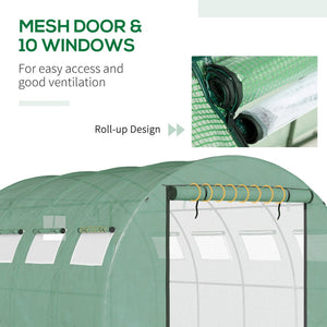 English Elm Outsunny Walk-in Tunnel Hoop Greenhouse Galvanized Steel Frame with Mesh Ventilation W2225P229421