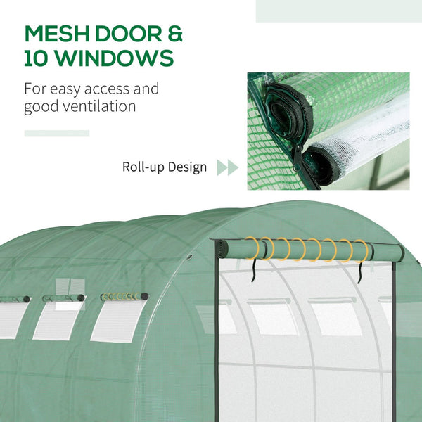 English Elm Outsunny Walk-in Tunnel Hoop Greenhouse Galvanized Steel Frame with Mesh Ventilation W2225P229421