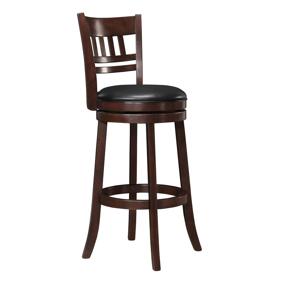 English Elm 360-Degree Swivel Bar Chair In Dark Cherry Finish - Solid Wood, Comfortable Footrest, Pub Height B011P220992
