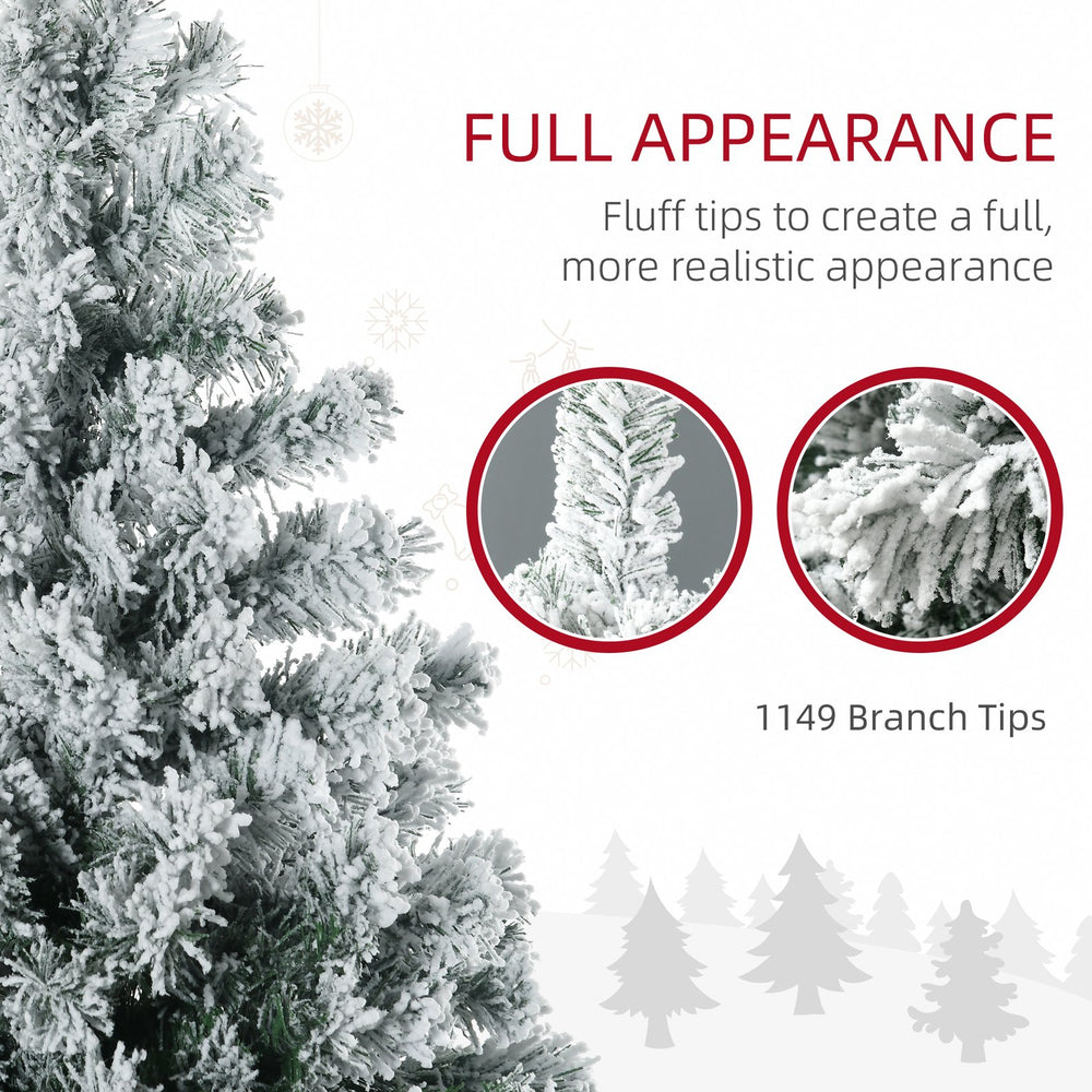 English Elm Homcom 7.5Ft Prelit Artificial Christmas Tree With 1149 Flocked Branches & 550 Led Lights For Holiday Cheer W2225P249643