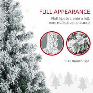 English Elm Homcom 7.5Ft Prelit Artificial Christmas Tree With 1149 Flocked Branches & 550 Led Lights For Holiday Cheer W2225P249643