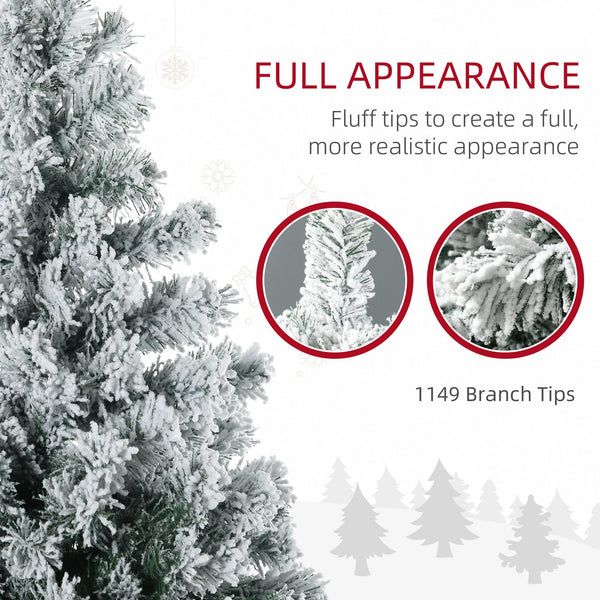 English Elm Homcom 7.5Ft Prelit Artificial Christmas Tree With 1149 Flocked Branches & 550 Led Lights For Holiday Cheer W2225P249643