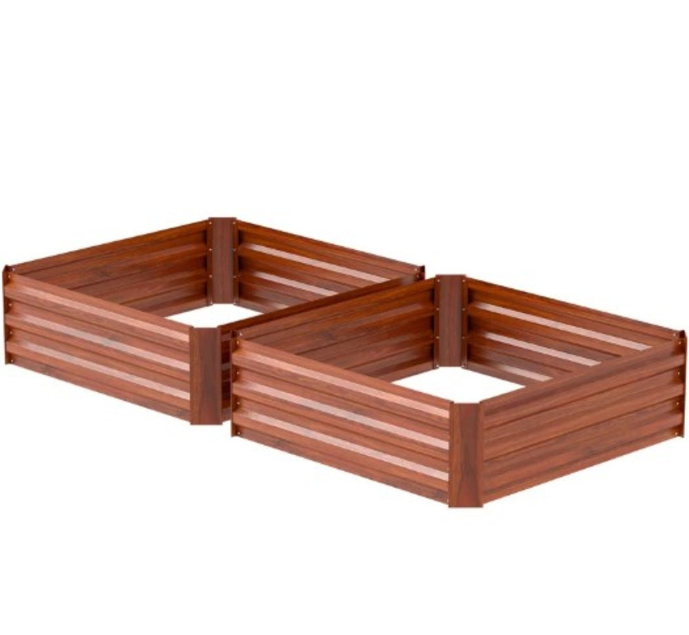 English Elm Metal Galvanized Steel Raised Garden Beds Set of Two for Vegetables Herbs Outdoor T3971P423902