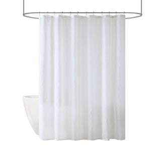 JLA Home Madison Park - Sheer Translucent Shower Curtain with Subtle Stripes, Light-Filtering Polyester, Machine Washable 72x72 White MP70-8808